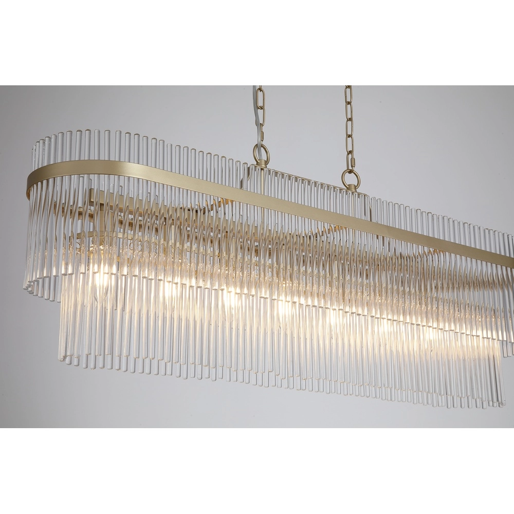 Pendant lamp Lara Gold with clear glass oval Searchlight 5053423301464