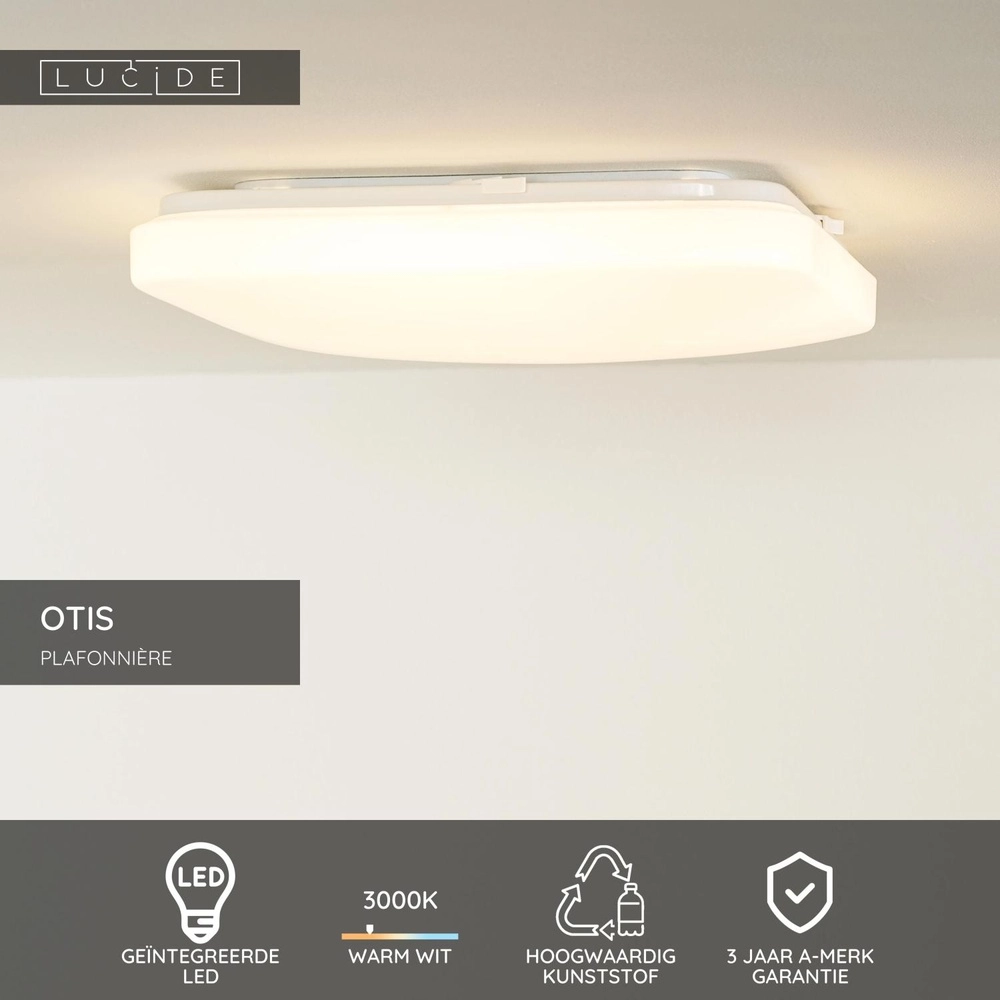 Square ceiling light Otis 33cm white Lucide 5411212791351