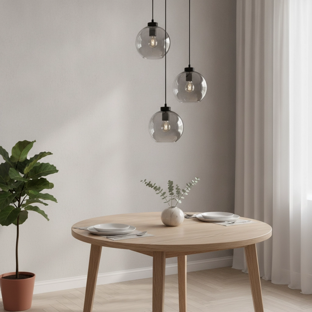 Pendant lamp Palmer 3-light round black with smoke glass