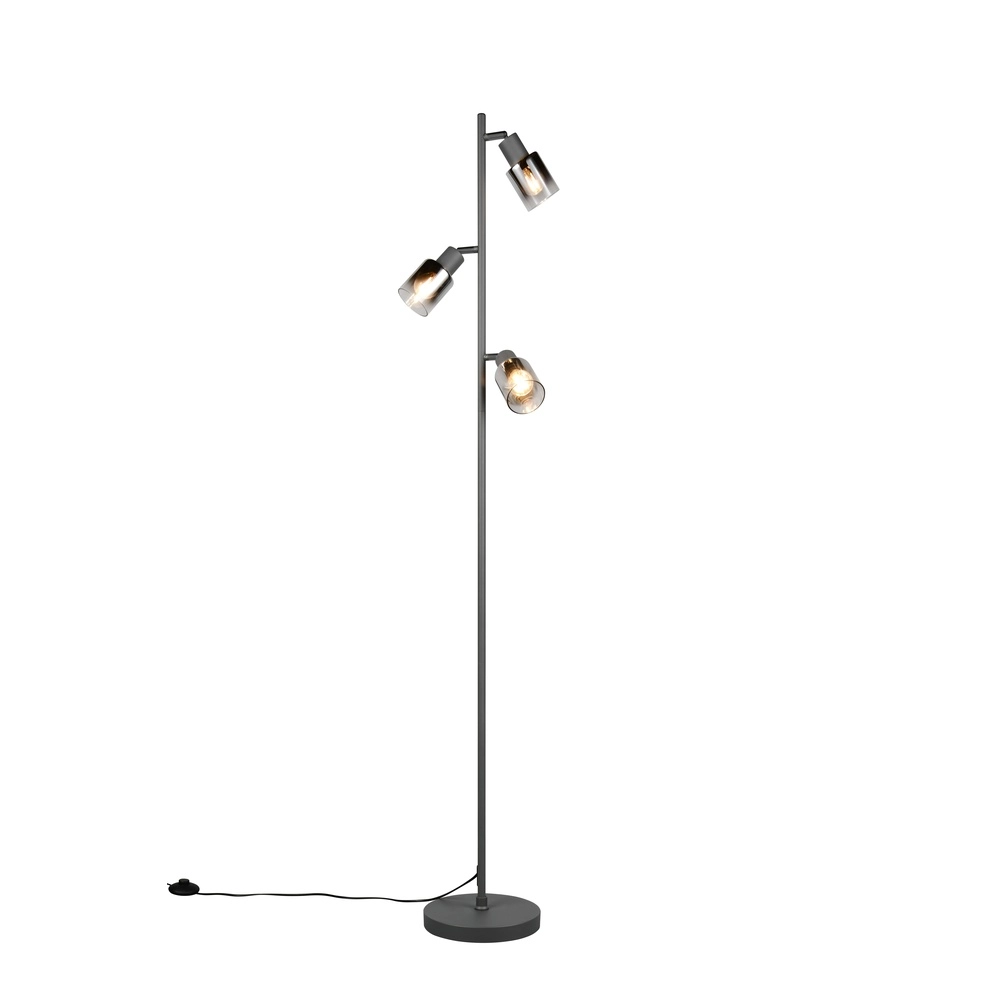 Floor lamp Cadiz 3-light smoke glass