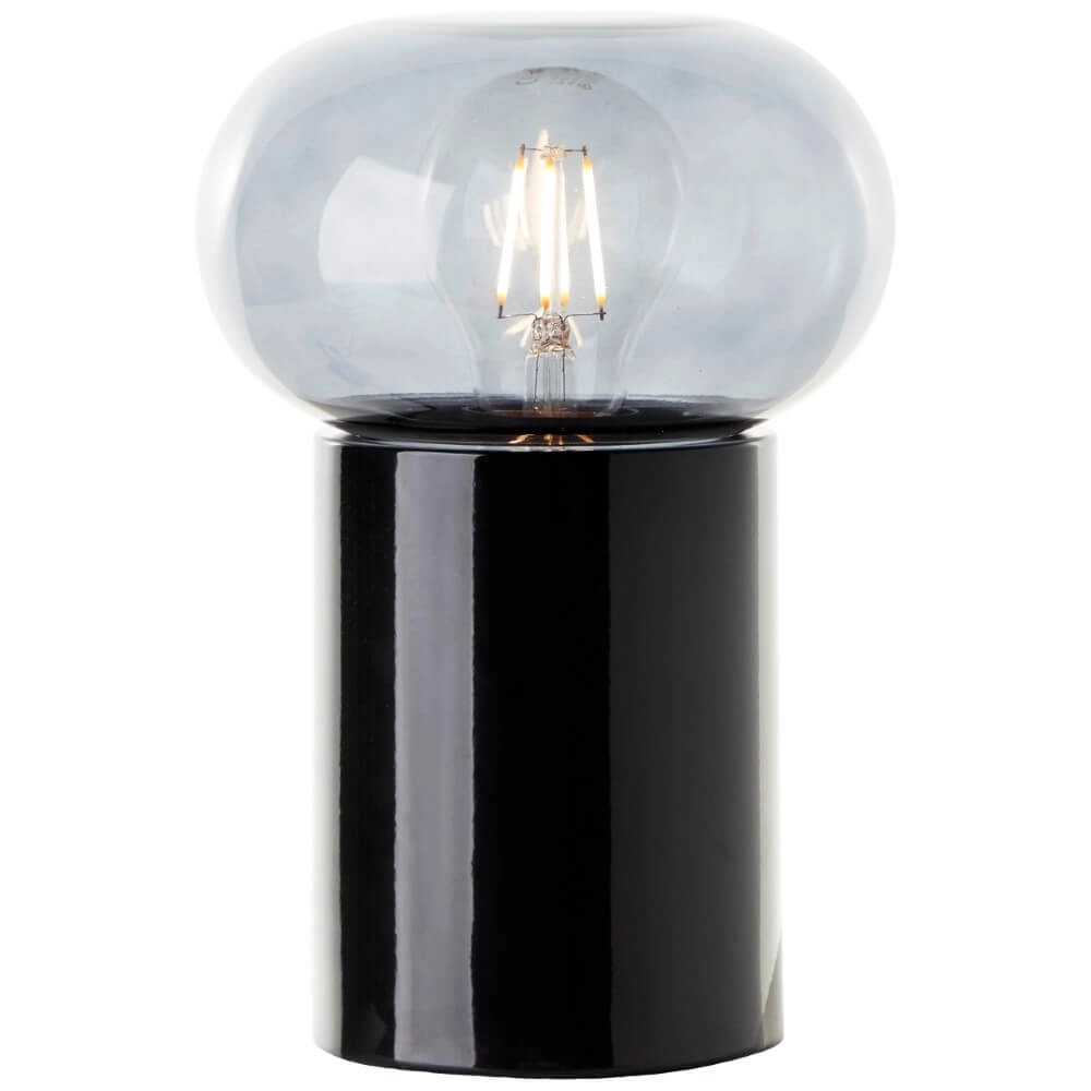 Black table lamp Knut with smoke glass