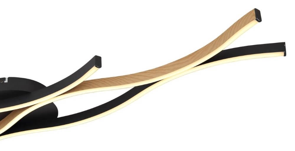 Ceiling lamp Geronimo black with wood Globo 9007371445042