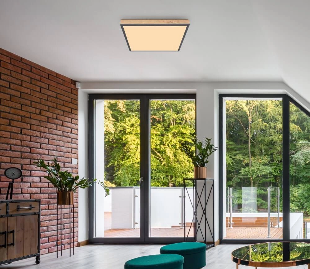 Wooden led ceiling light Doro 45x45cm Globo 9007371418992