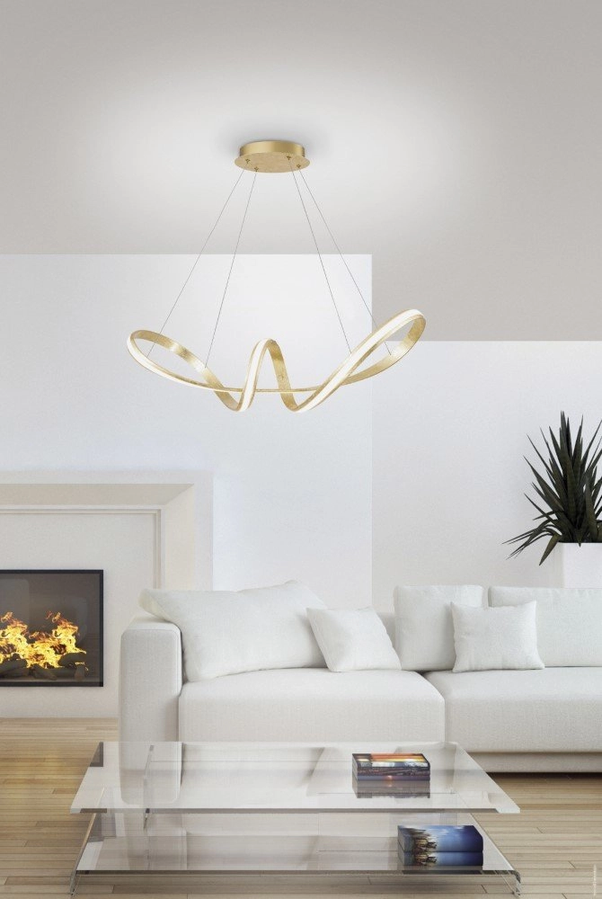 Gold pendant lamp Melinda Ø 60cn Paul Neuhaus 4012248327586