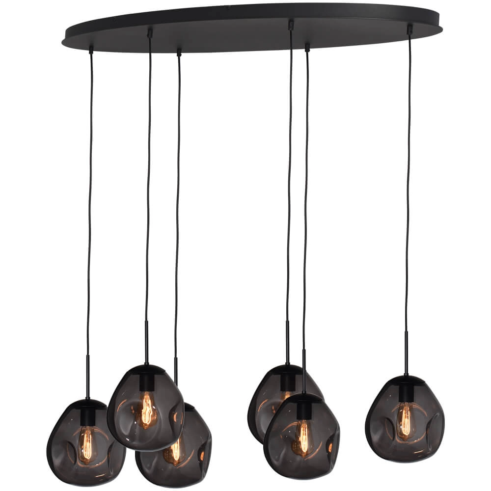 Hanging lamp Lava Oval 6x smoke glass Ø 24cm