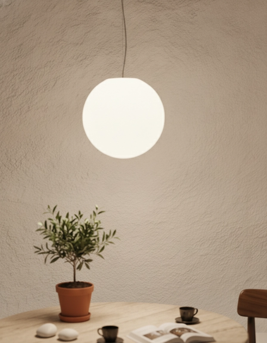 White pendant lamp Bolita bulb Ø 20cm