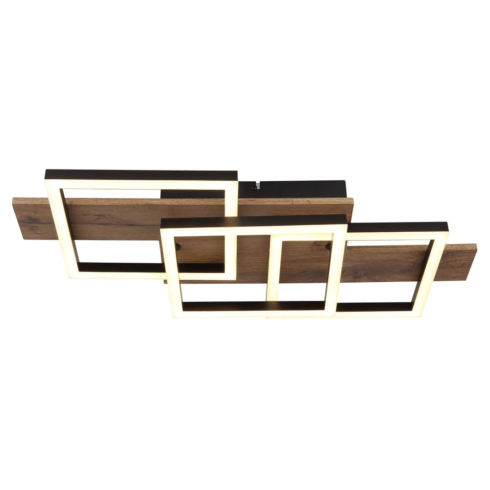 Design ceiling lamp Jeffry black with wood 58cm Globo 9007371510597
