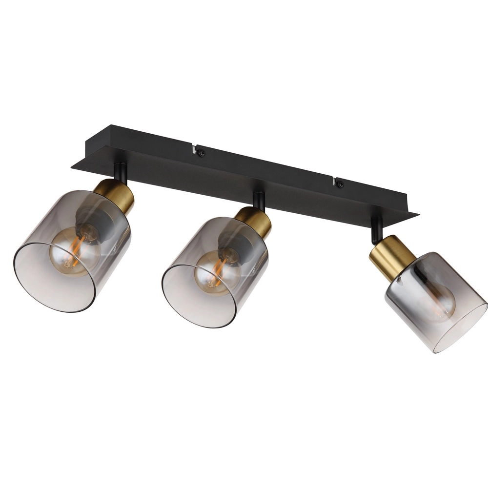 3-light ceiling lamp Hollsy black with smoke glass Globo 9007371448852