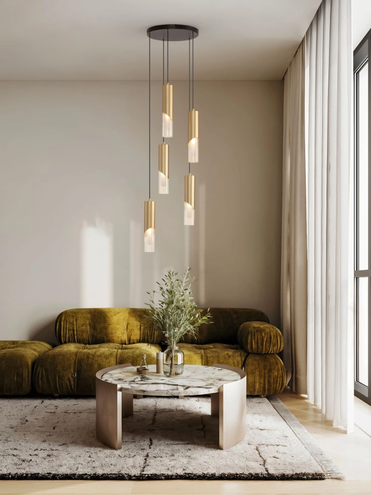 Design pendant lamp Modesto Ø 33cm gold 5-lights Lyora 5212063501454