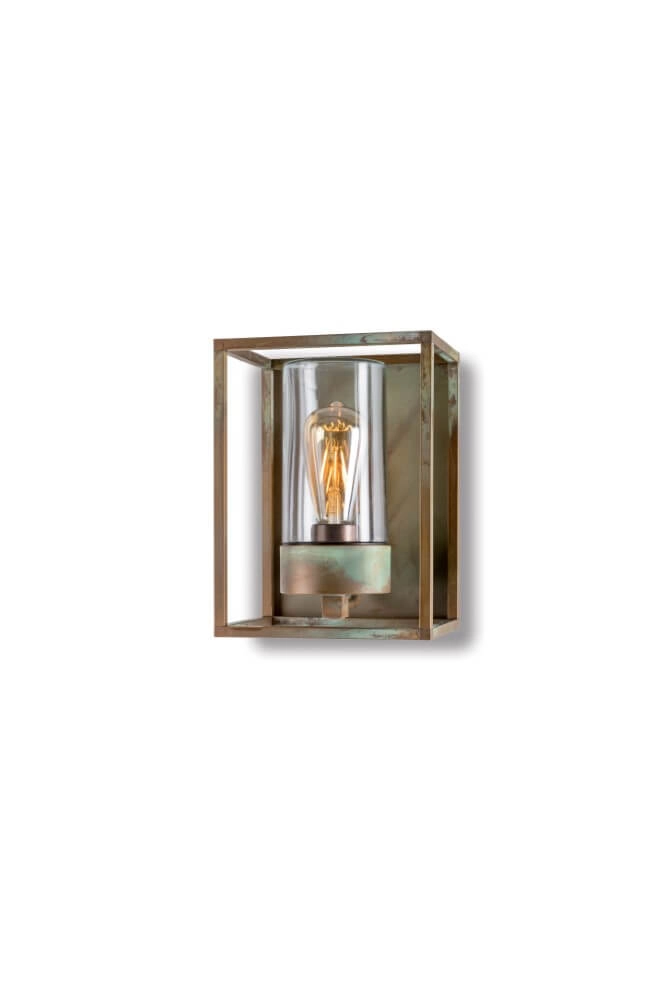 Brass wall lamp Cubic3 transparent glass