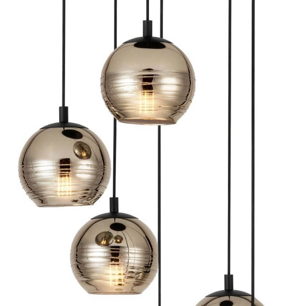 Hanging lamp 6 lights Lemorieta black Stars of Light 9002759396879