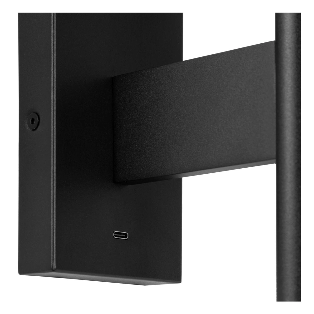 Design wall lamp Finan with USB charging point black Lucide 5411212680013
