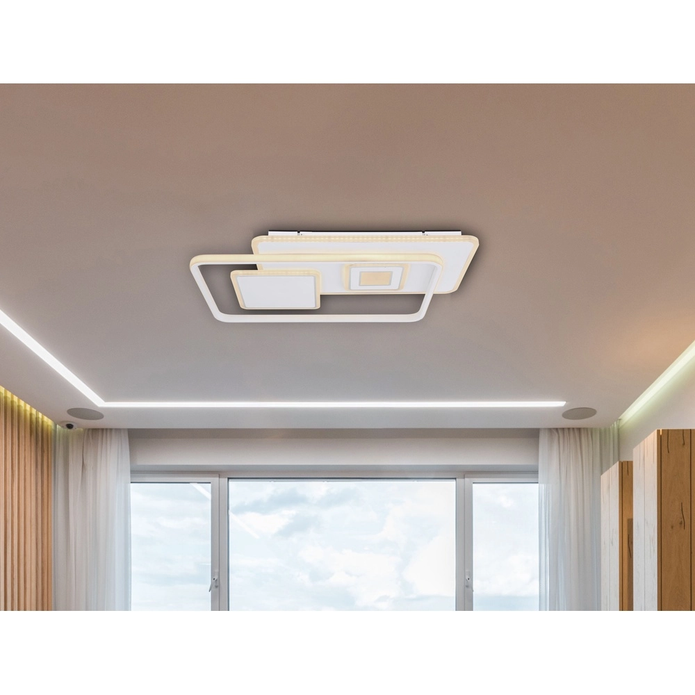 Design ceiling lamp Roderick white rectangle 3000-6000K Globo 9007371411528