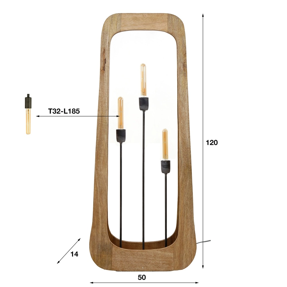Wooden floor lamp Bray 3x E27 - Mango wood Lyora 8716803511422