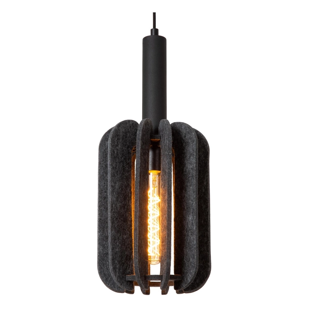 Sleek pendant lamp Rafal black with gray Lucide 5411212452764