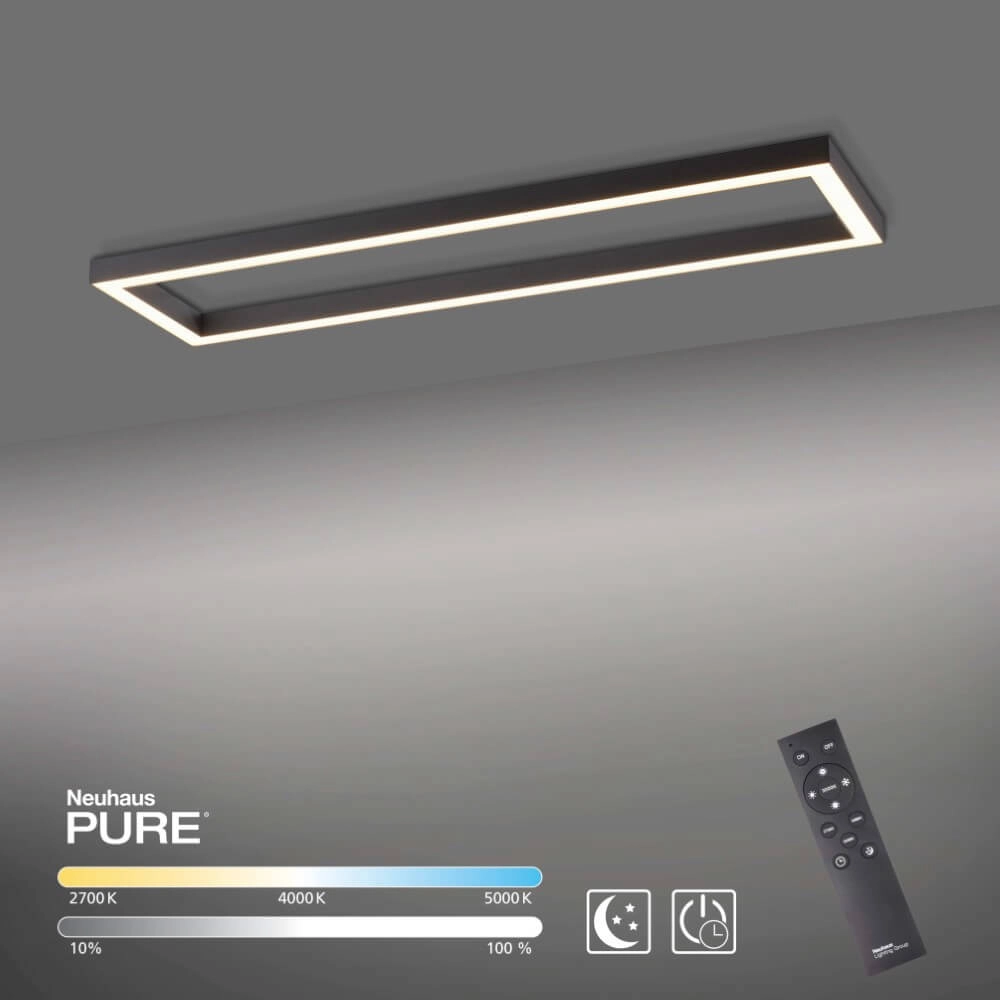 Rectangular ceiling lamp Pure Lines Square anthracite Paul Neuhaus 4012248357941