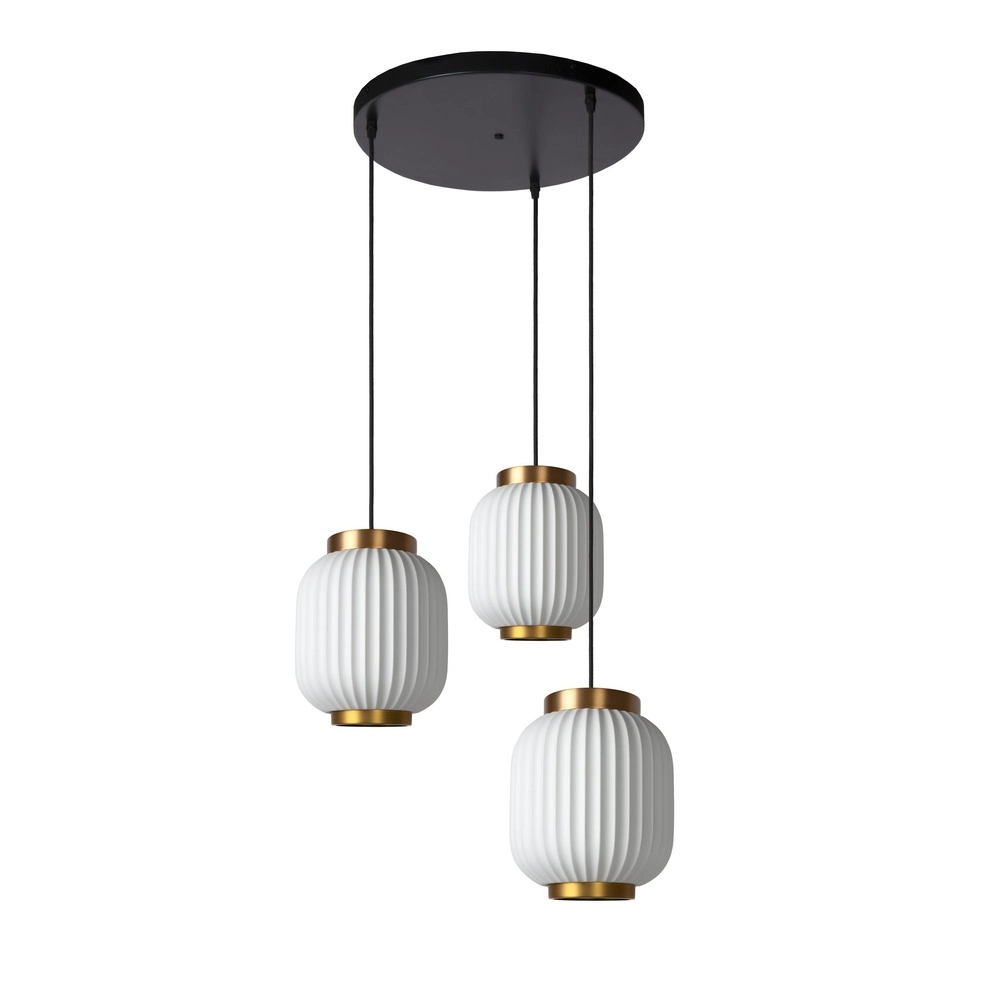Design pendant lamp Gosse 3-light gold with white