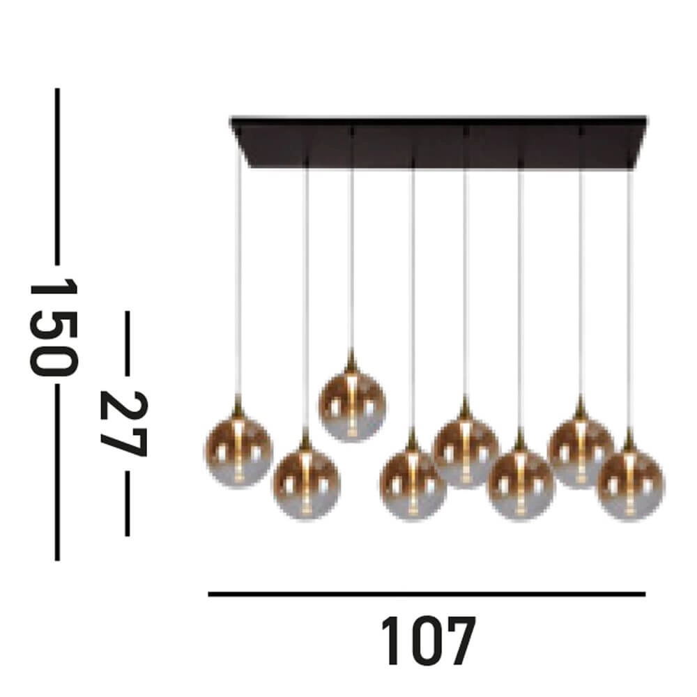 8-light pendant lamp Alchemy Amber glass Searchlight 5053423273907