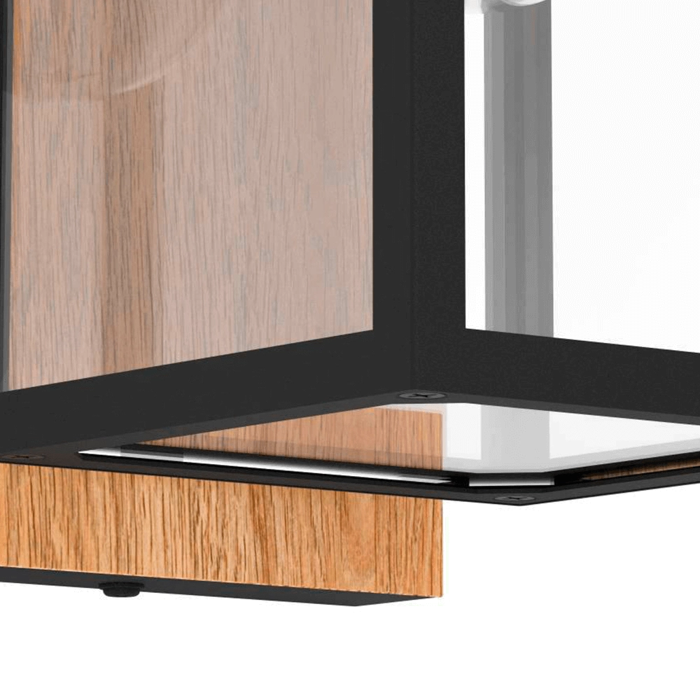 Outdoor lamp Budrone Black with wood Eglo 9008606231591