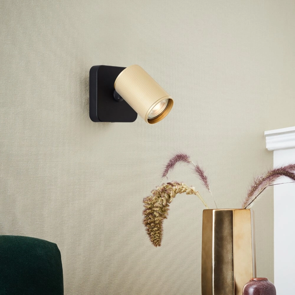 Surface-mounted spot Marty black with gold Brilliant 4004353424373