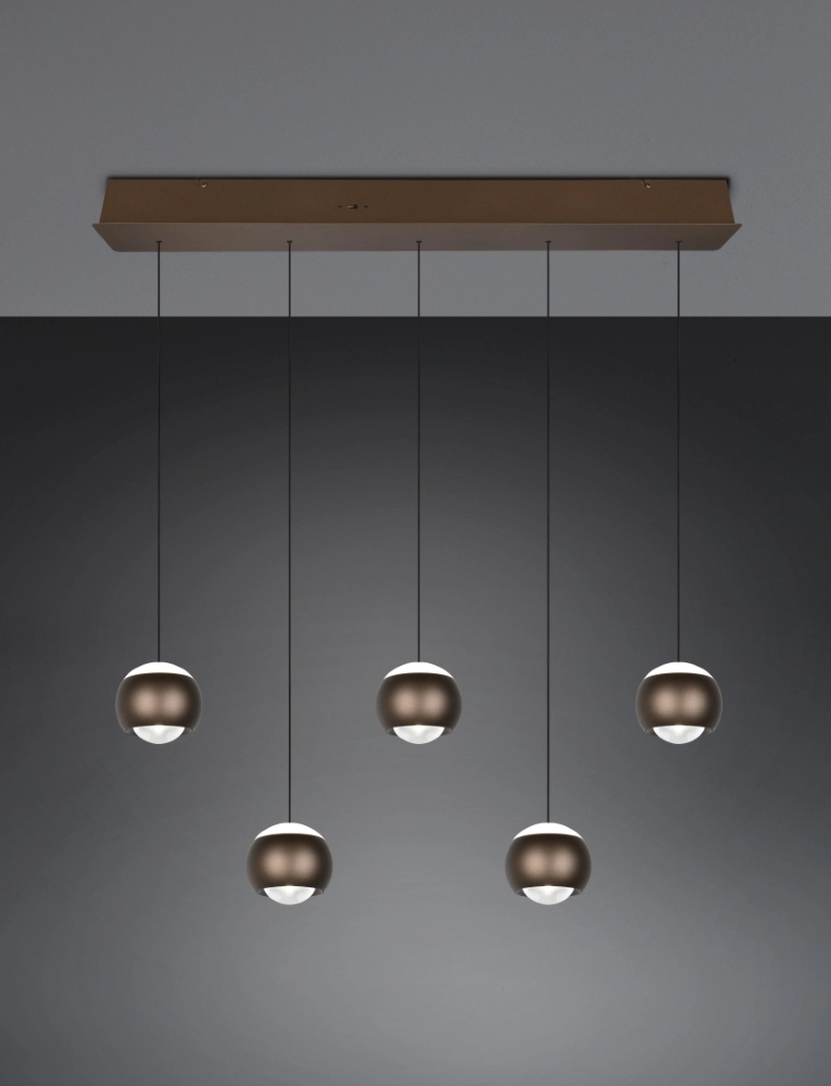 5-light LED pendant light Orbit Dining Table - Platinum Brown Trio 4017807686593