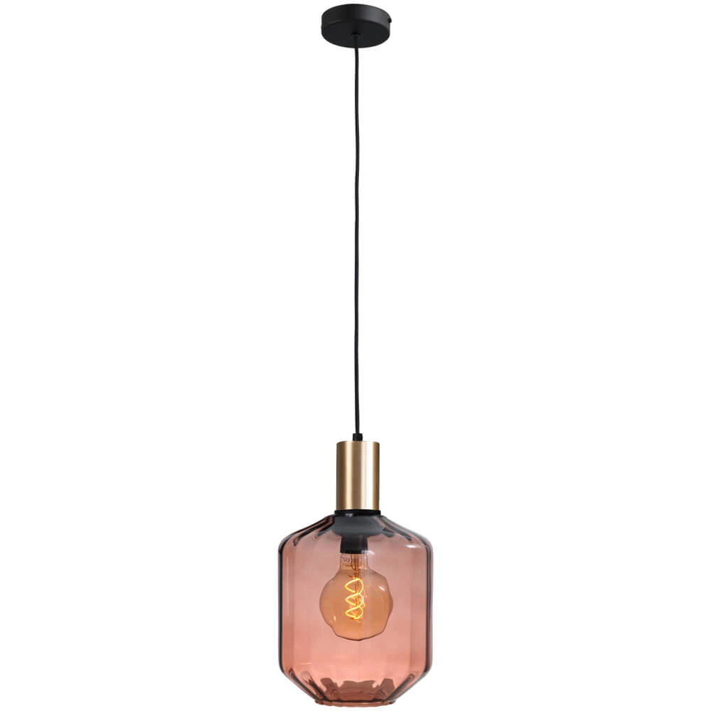 Hanging lamp gold Porto with Jagger red glass - Ø 19cm Masterlight 8718121269214