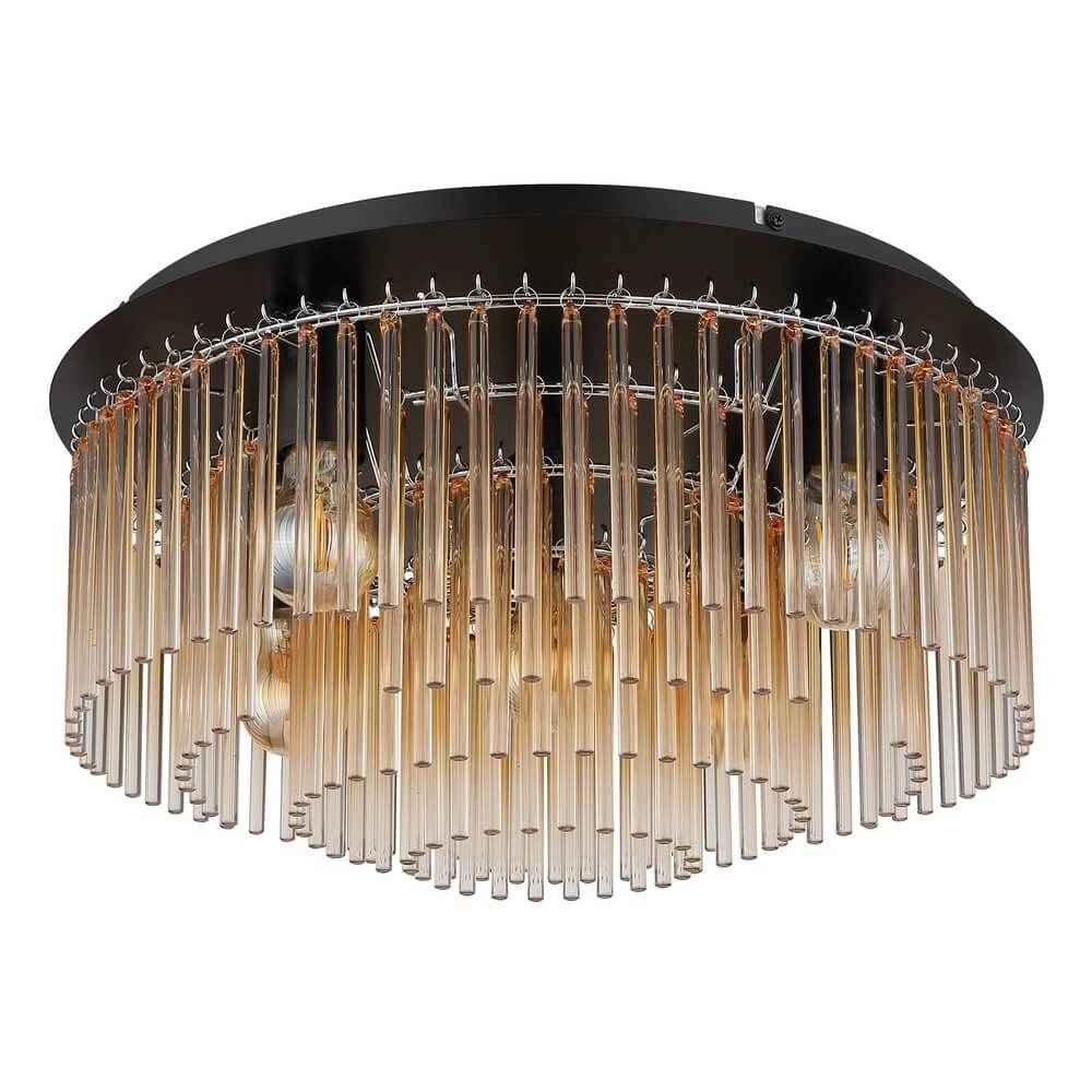 Black ceiling lamp Gorley with amber glass Ø 50cm Globo 9007371478002