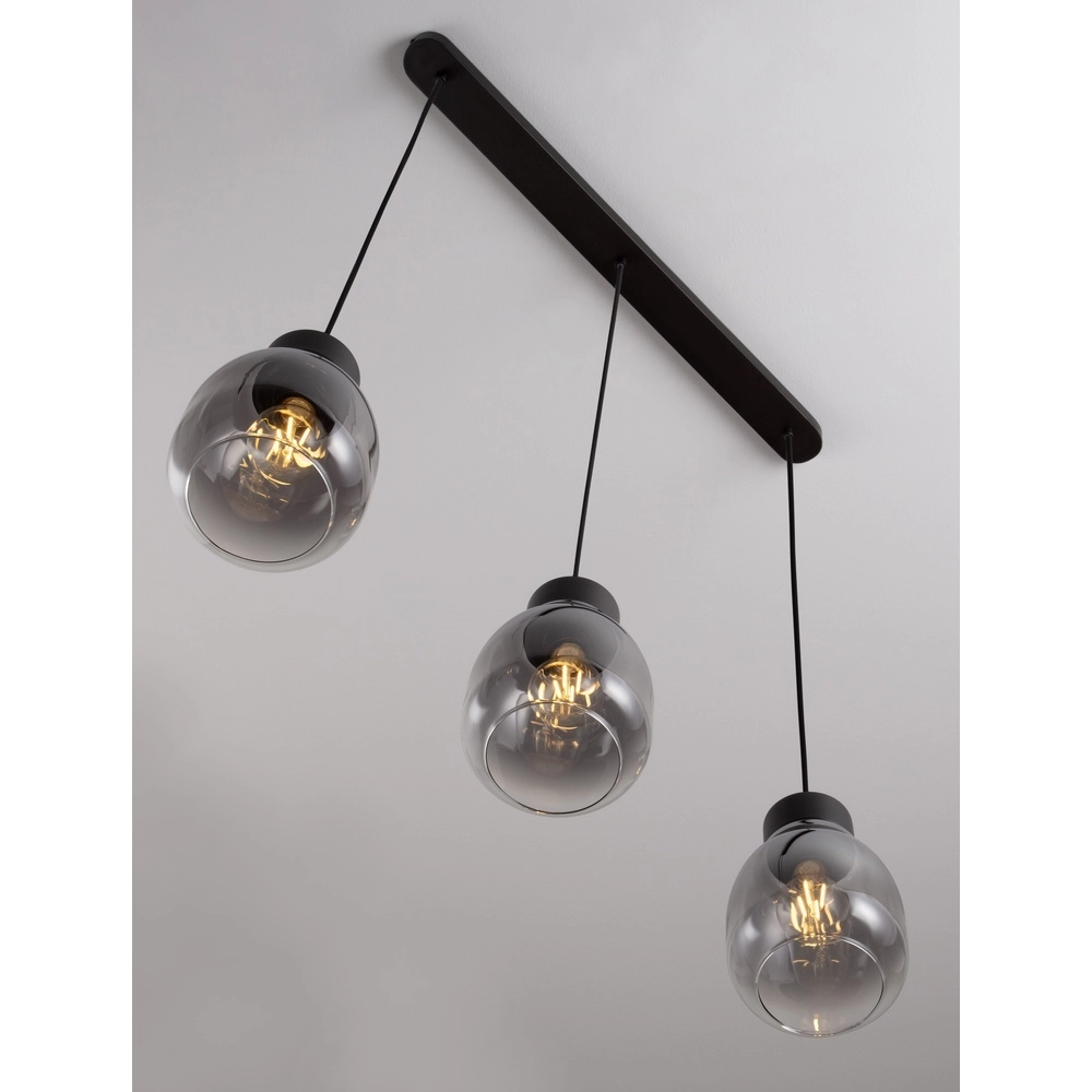 Pendant lamp Blacu 3-light black straight Lyora 5212017447494