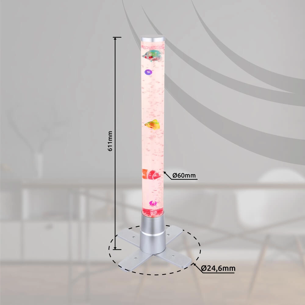 Bubble Floor Lamp Mendoza silver-grey with fish Globo 9007371442683