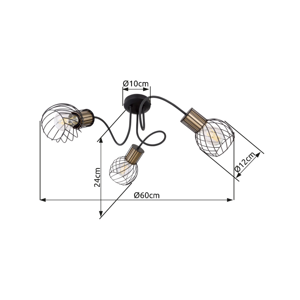 Ceiling lamp Argusto 3-light black Globo 9007371393718