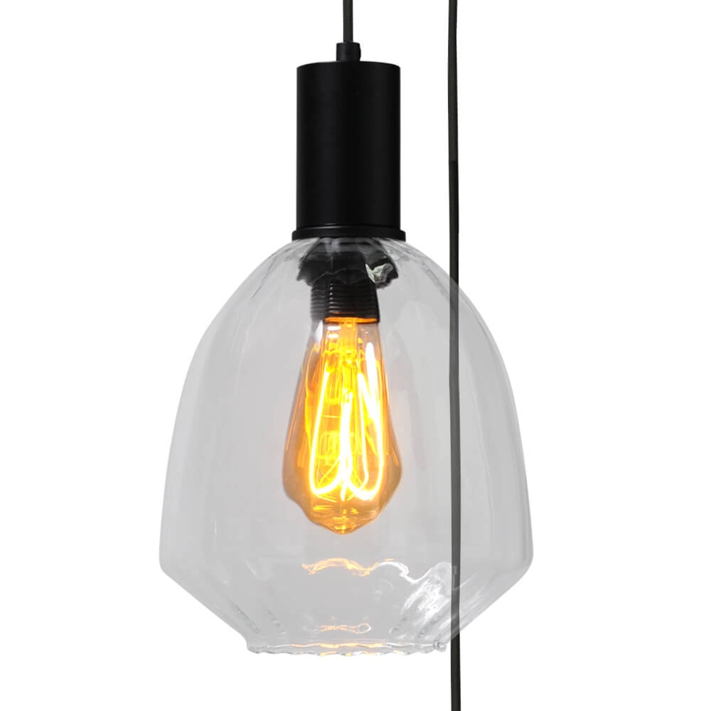3-light loft hanging lamp - black - Porto with Nicolette glasses Masterlight 8718121270951