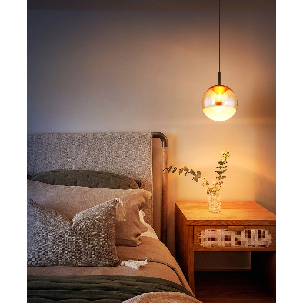 Design pendant lamp Severin black with amber glass Globo 9007371546930