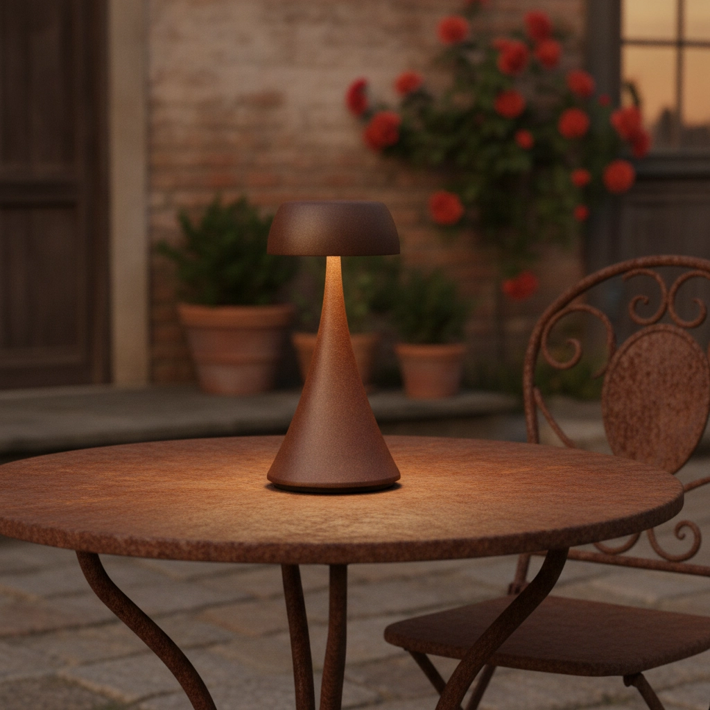 Table lamp Ycro rusty brown rechargeable with USB