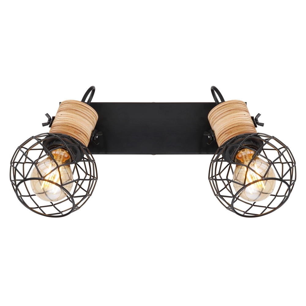 Wall lamp Lacky 2-light black Globo 9007371417360