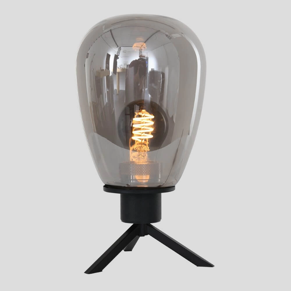 Glass table lamp Reflexion 15cm black with smoke glass Steinhauer 8712746132618