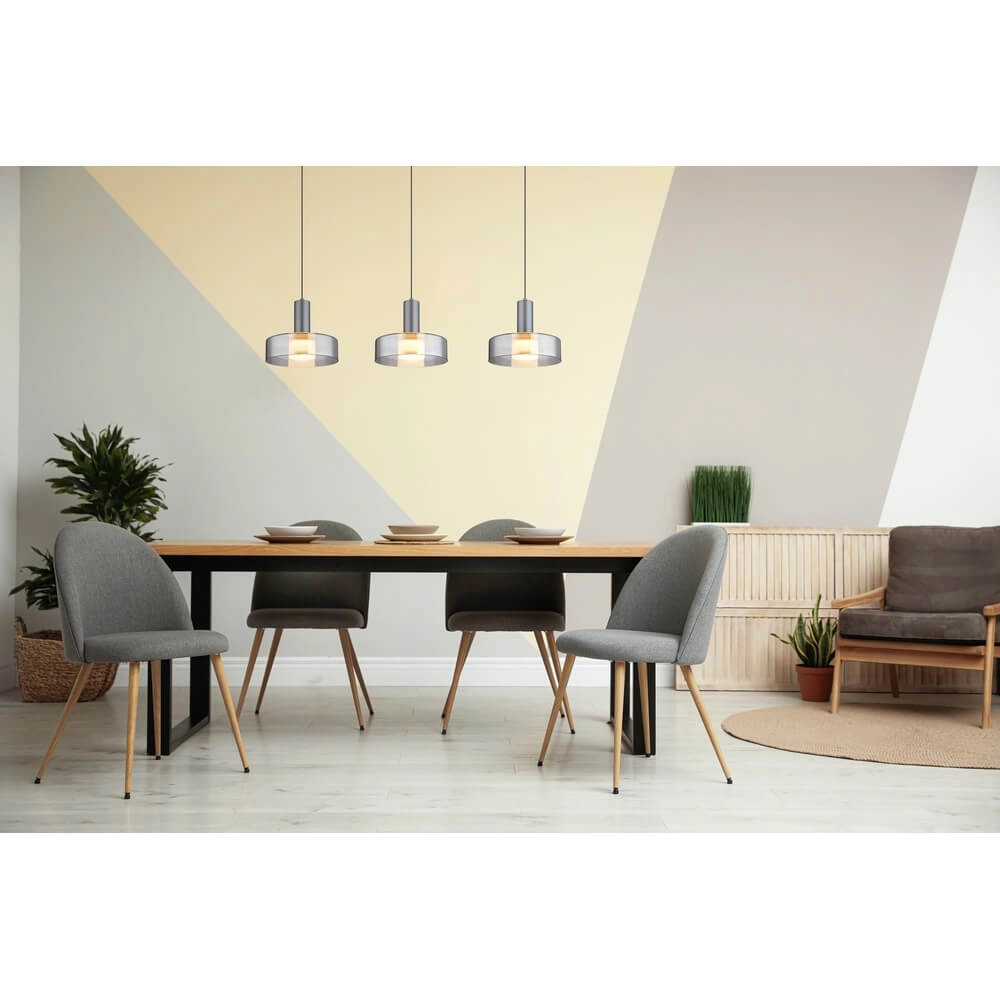 Sleek pendant lamp Grant Grey 3-light Globo 9007371474875