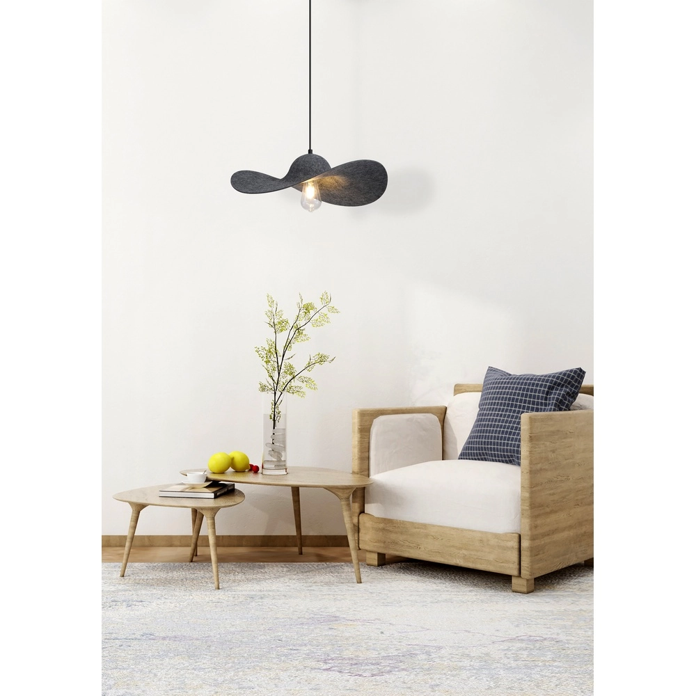 Black pendant lamp Ripple with felt Searchlight 5053423298887