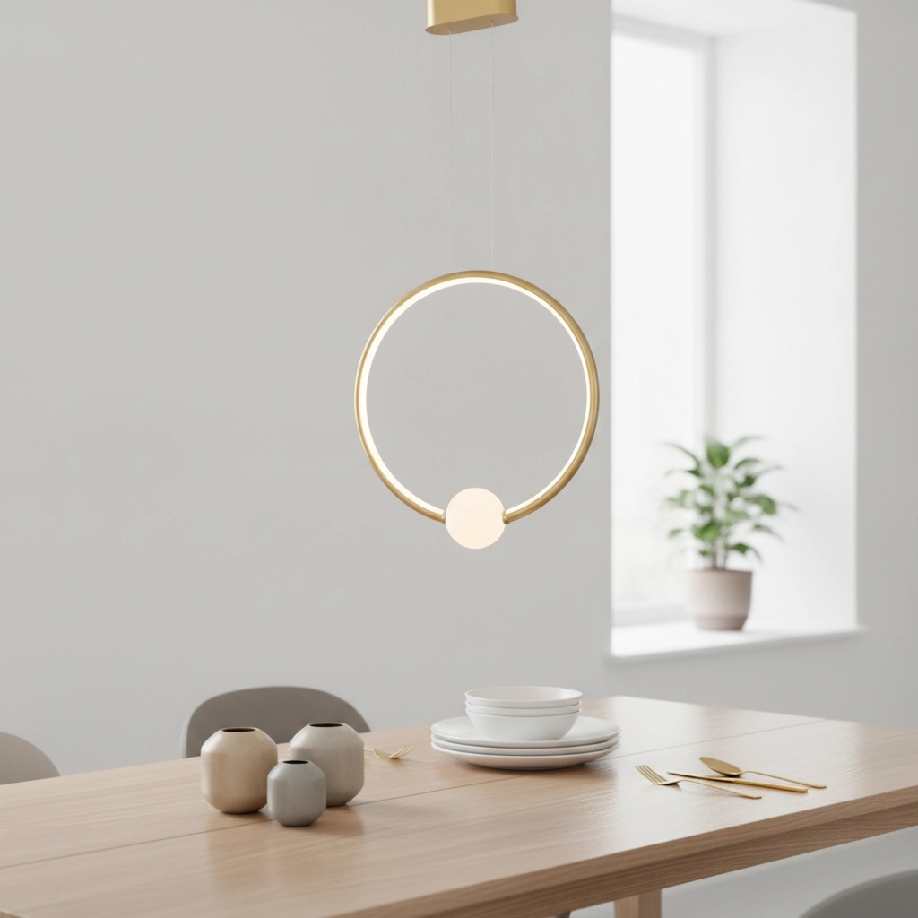 Pendant lamp Celia Gold with white round