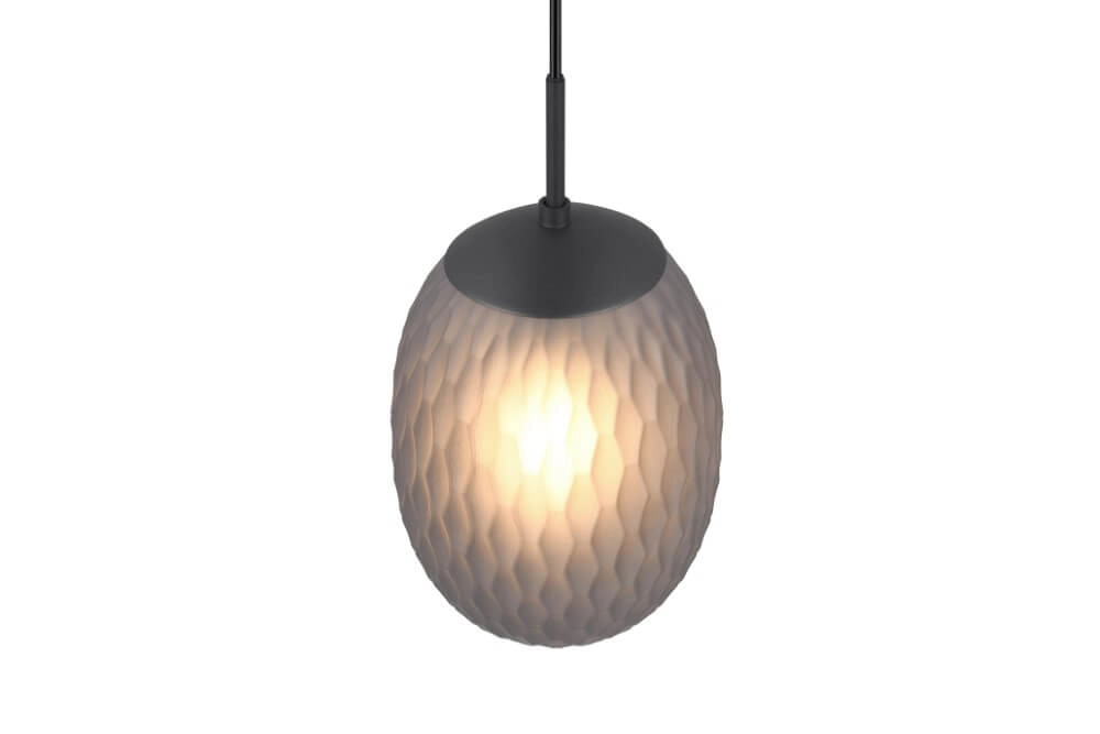Glass pendant lamp Facette with ribbed smoke glass Trio 4017807616828