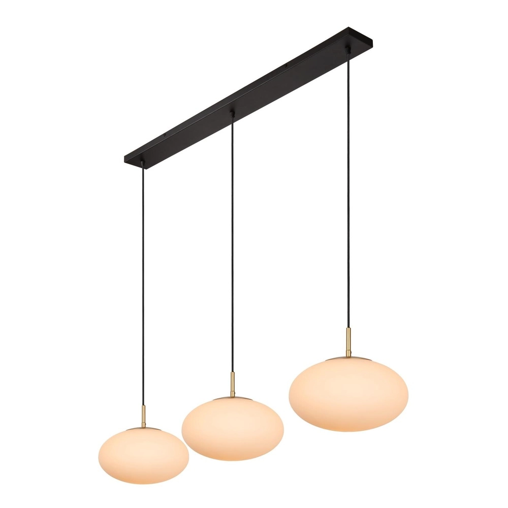3-light pendant lamp Elysee Design black with opal Lucide 5411212211774