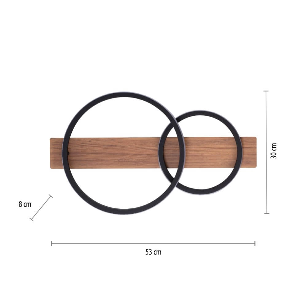 Ceiling lamp Trooper black with wood 53cm Just Light 4043689982188