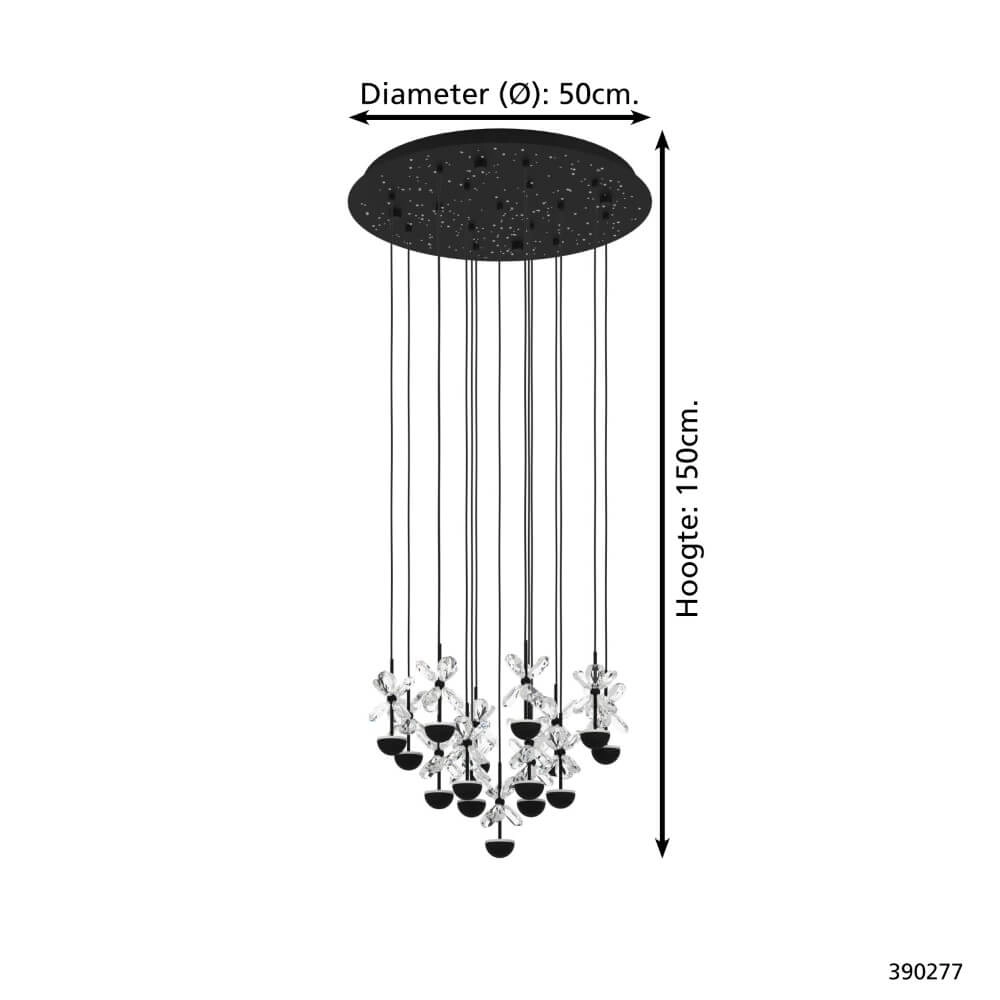 Black hanging lamp Pianopoli 2 Ø 50cm Stars of Light 9008606270217
