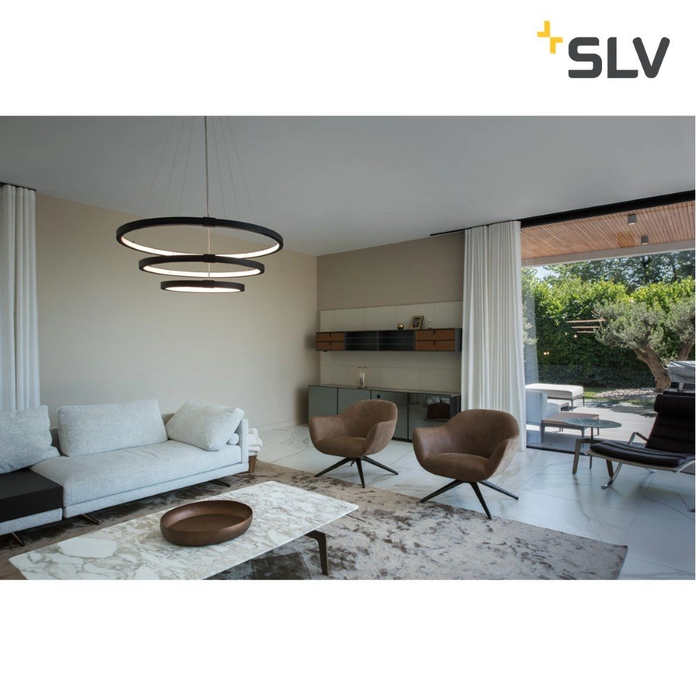 Led pendant light One Triple 3-ring Ø 80cm dimmable black SLV 4024163231077