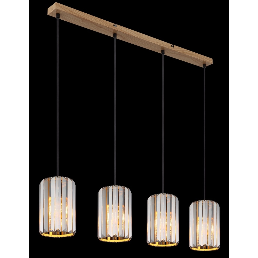 Pendant lamp Run 4-light wood Globo 9007371519965