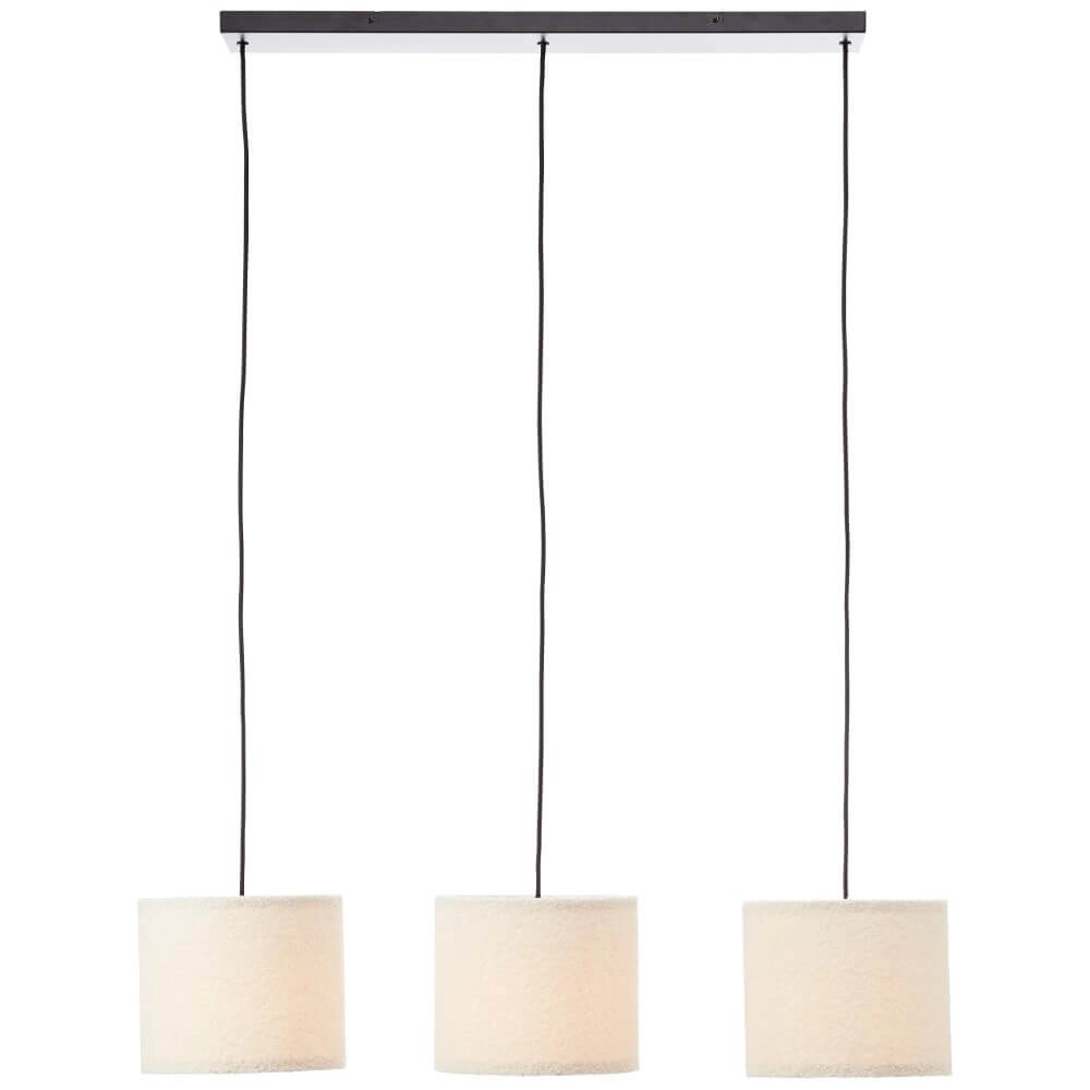 Cream pendant lamp Teddy 3-light