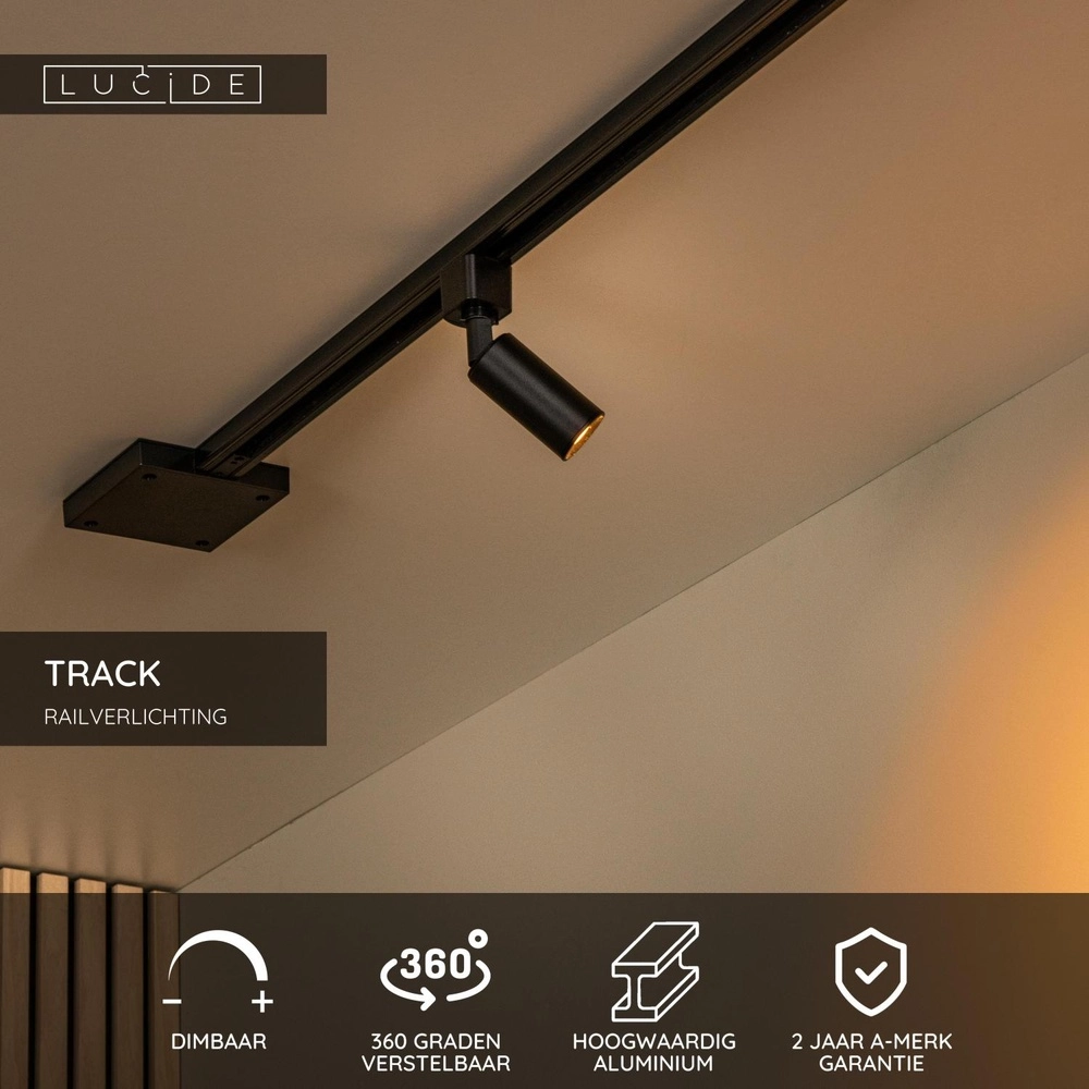 Rail spot Track Ritmo 1-phase black Lucide 5411212094087