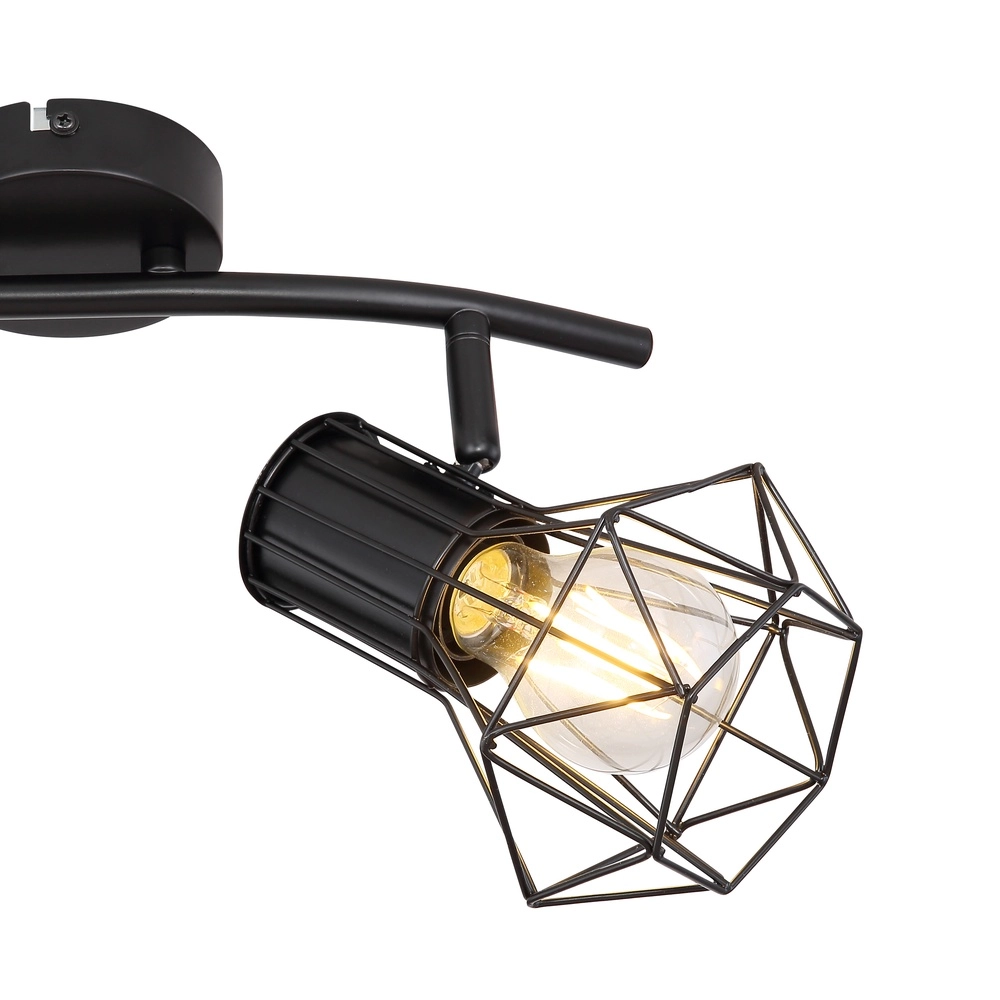 Ceiling lamp Priska 2-light black Globo 9007371400171