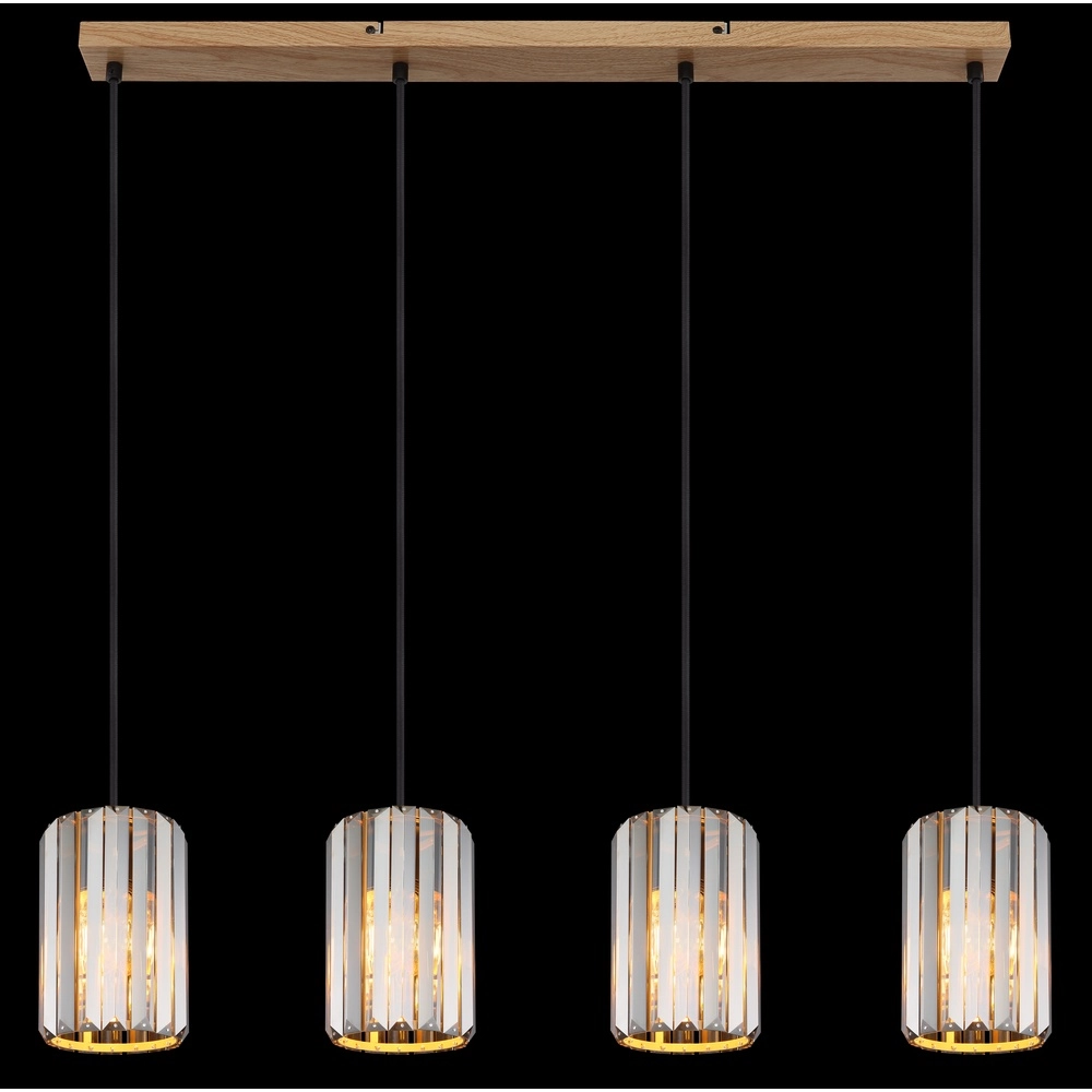 Pendant lamp Run 4-light wood Globo 9007371519965