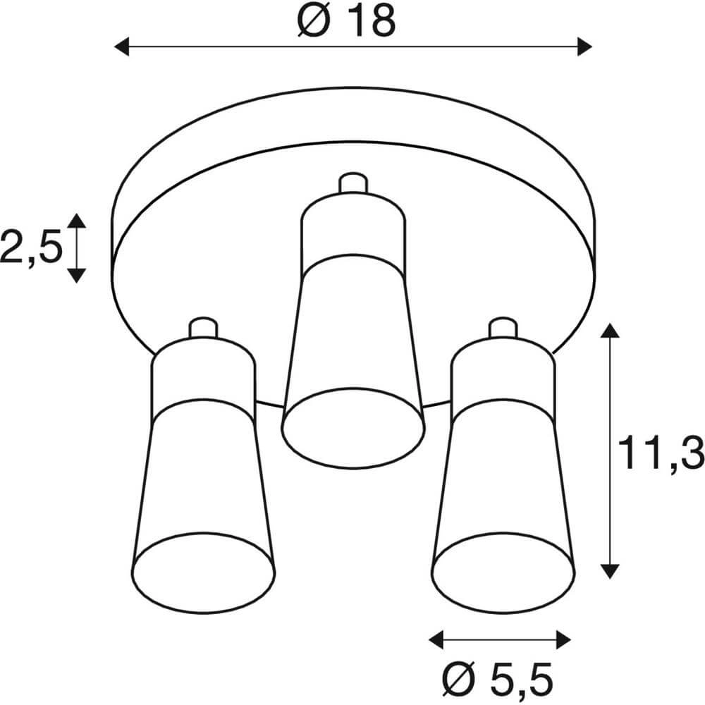 Round spotlight Puri 2.0 Cone white 3-lights SLV 4024163293884