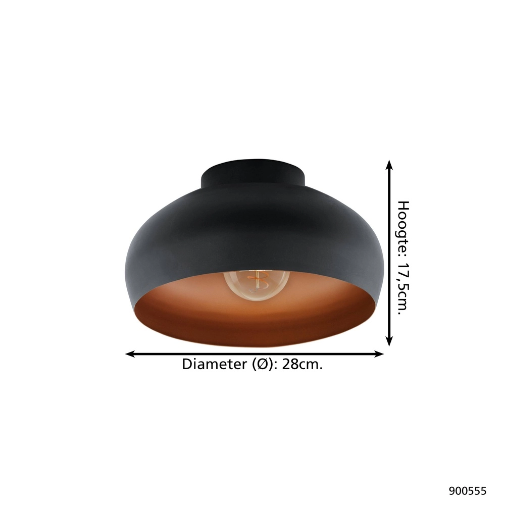 Black with copper ceiling light Mogano 2 Ø 17.5cm Eglo 9008606244607